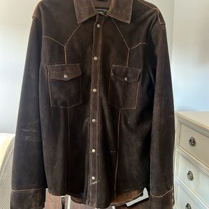 men's brown suede Shacket